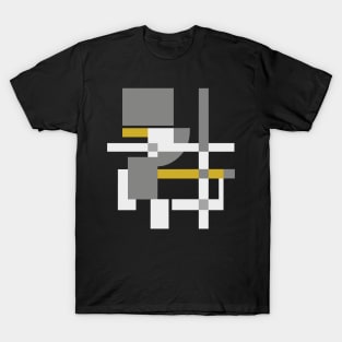 Geometric Abstract Composition Grey and Yellow T-Shirt